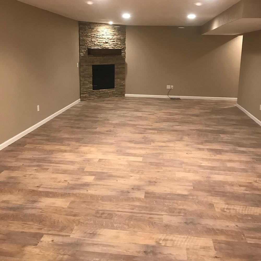 Basement Remodel with New Fireplace