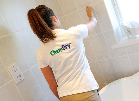 Chem-Dry technician performing tile and stone cleaning