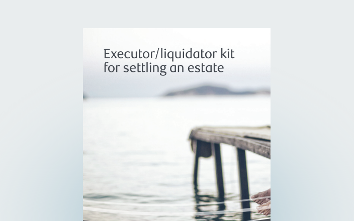 Front page of the Executor/liquidator kit for settling an estate.