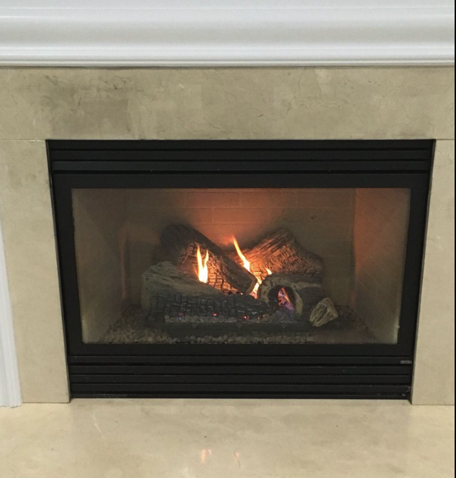 Experience the charm of a traditional fireplace with the convenience of gas logs. Our gas fireplace features realistic logs that glow and flicker, adding warmth and ambiance to your space with the flip of a switch.
