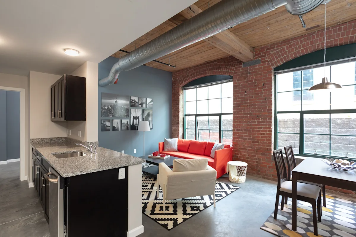 Living room and kitchen