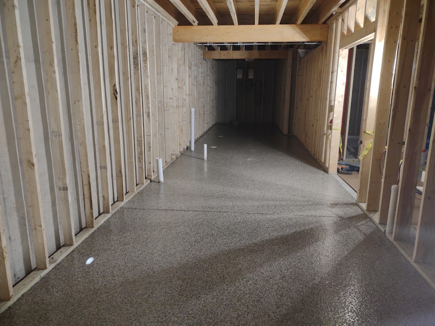 Mechanical room custom epoxy floor in a new construction home.  Basement and garage will be finished after construction is complete in Boalsburg, PA