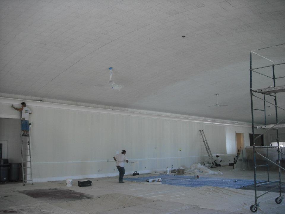 interior painting of gym after we installed sheetrock on wall