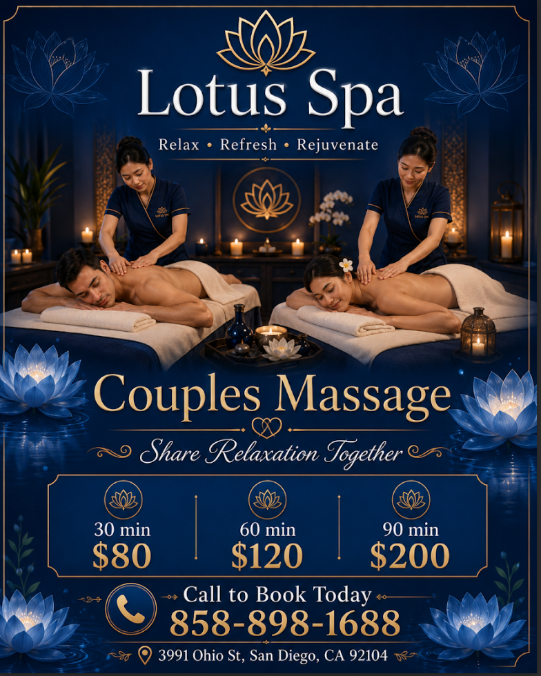 A couple's massage is just like any other massage service,
but you and your partner receive the massage at the same time,
on separate tables, and by two different massage therapists.
The massage is generally offered in a private room on side-by-side massage tables.
