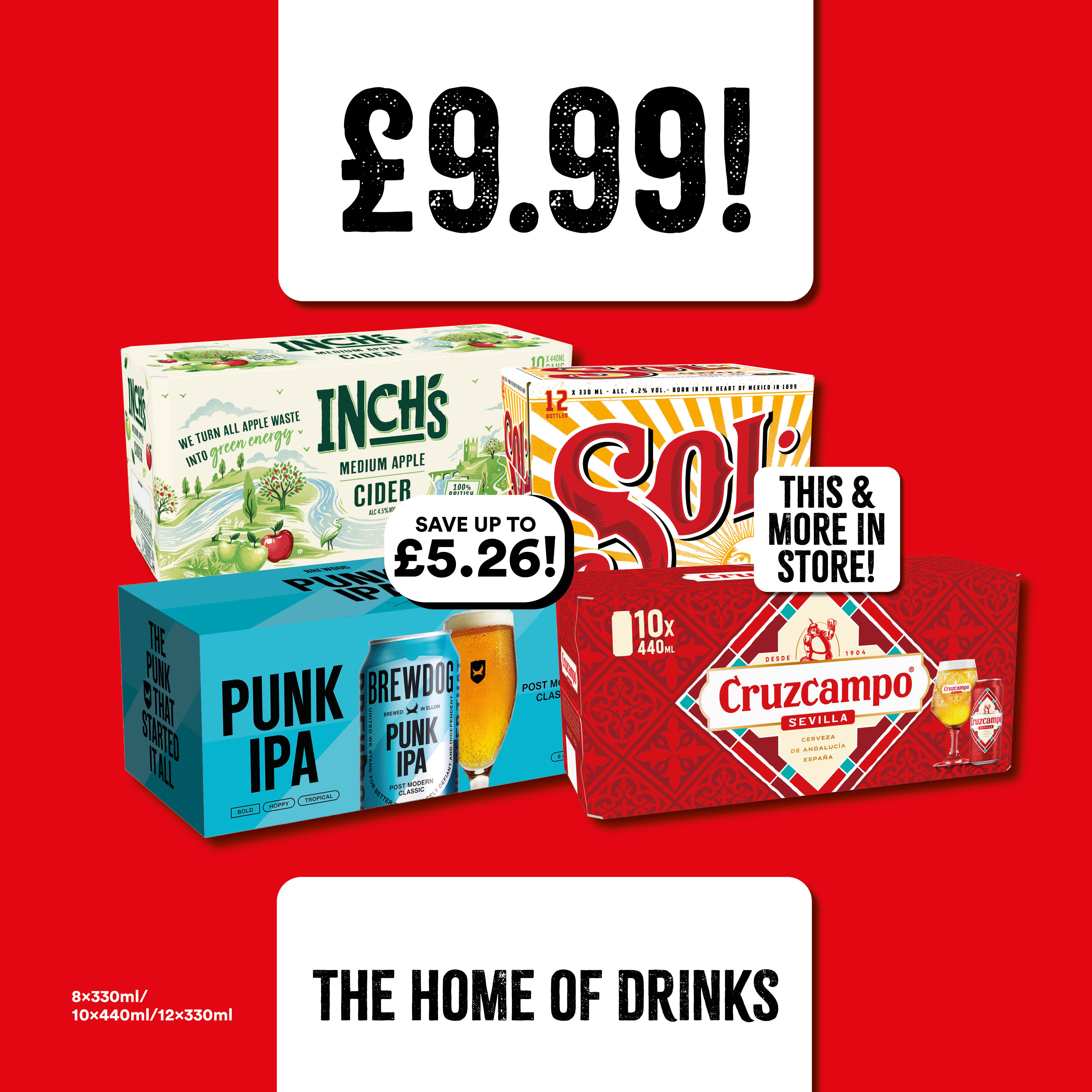£9.99 on selected Beer and Lager packs Bargain Booze Newport Pagnell 01908 612653