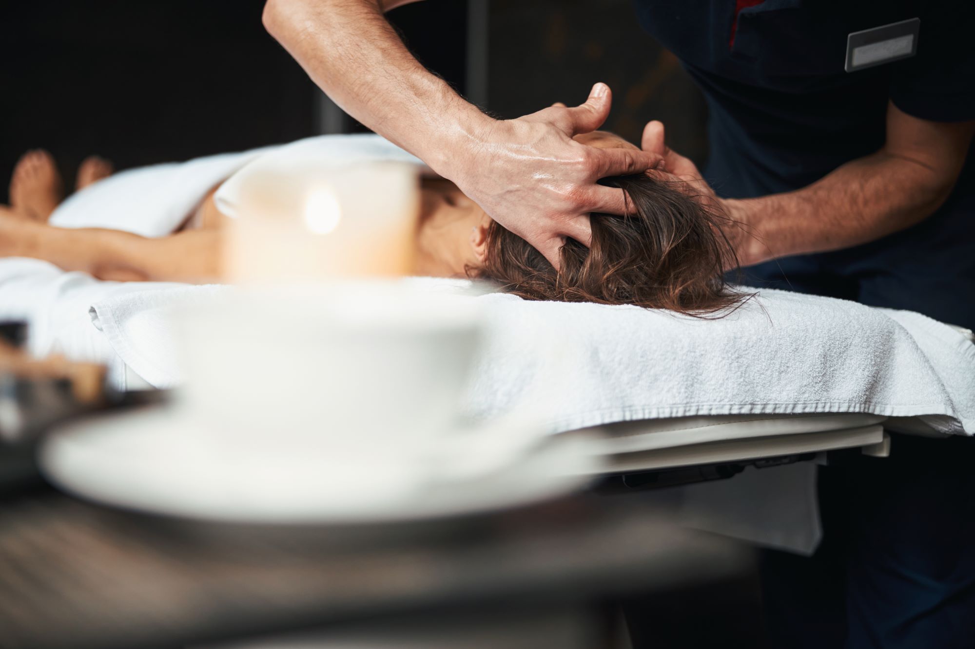 Patient during a massage therapy appointment