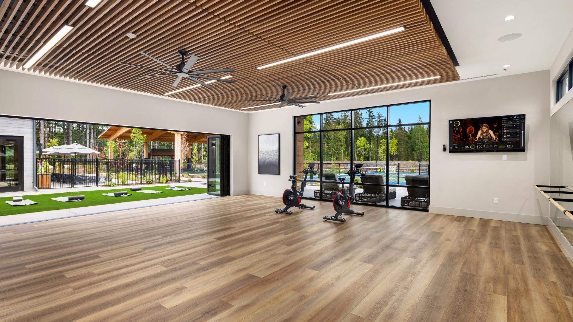 Expansive multi-purpose movement studio with yoga lawn