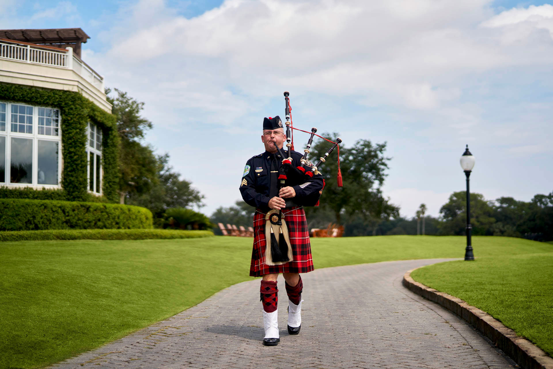 Bagpiper at The Lodge