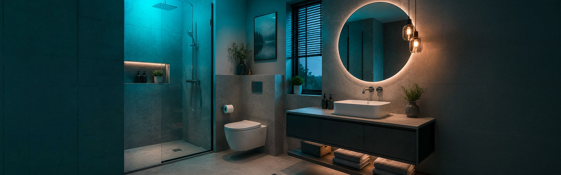 modern bathroom featuring Gelmar accessories and fittings