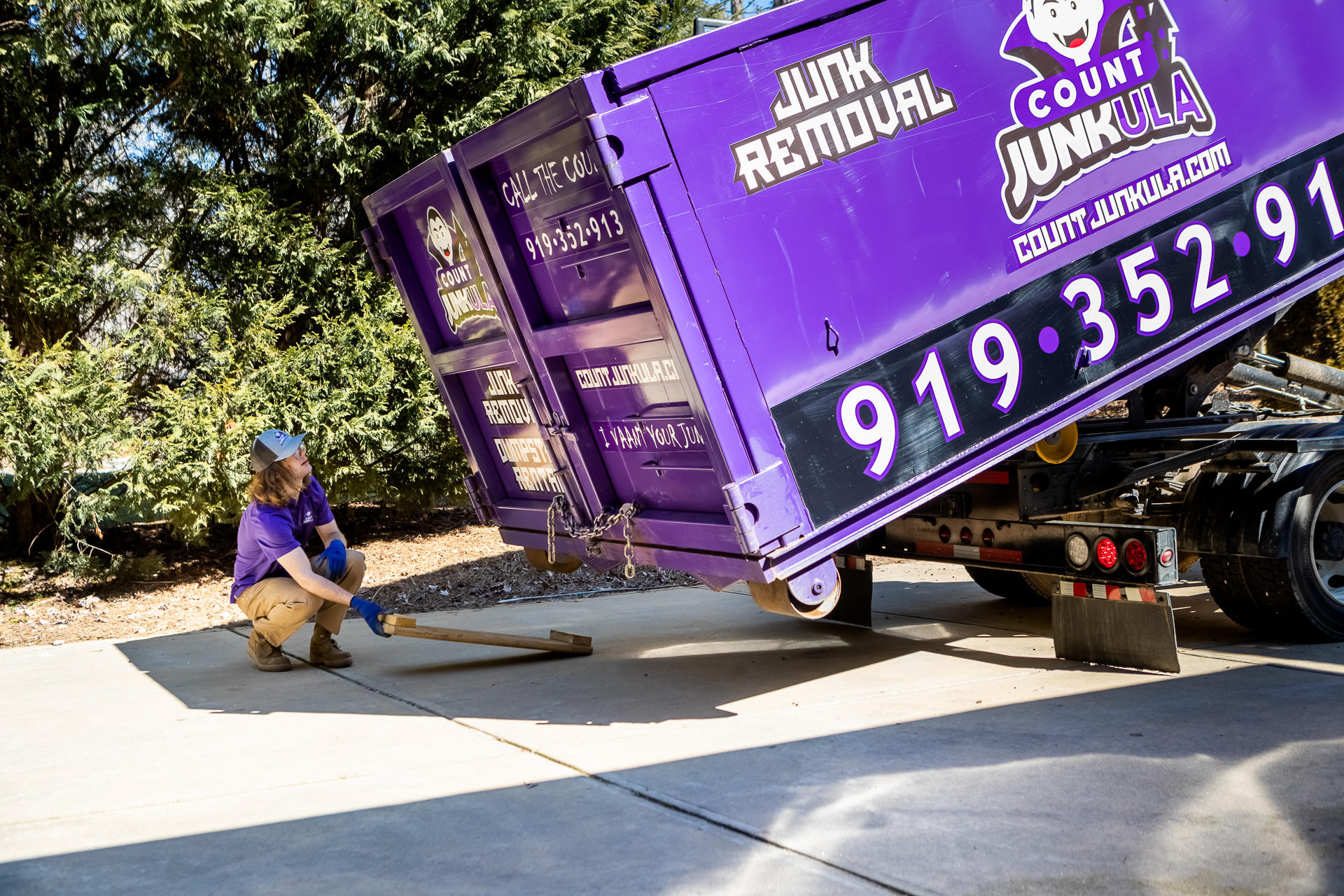 count junkula of raleigh dumpster parking