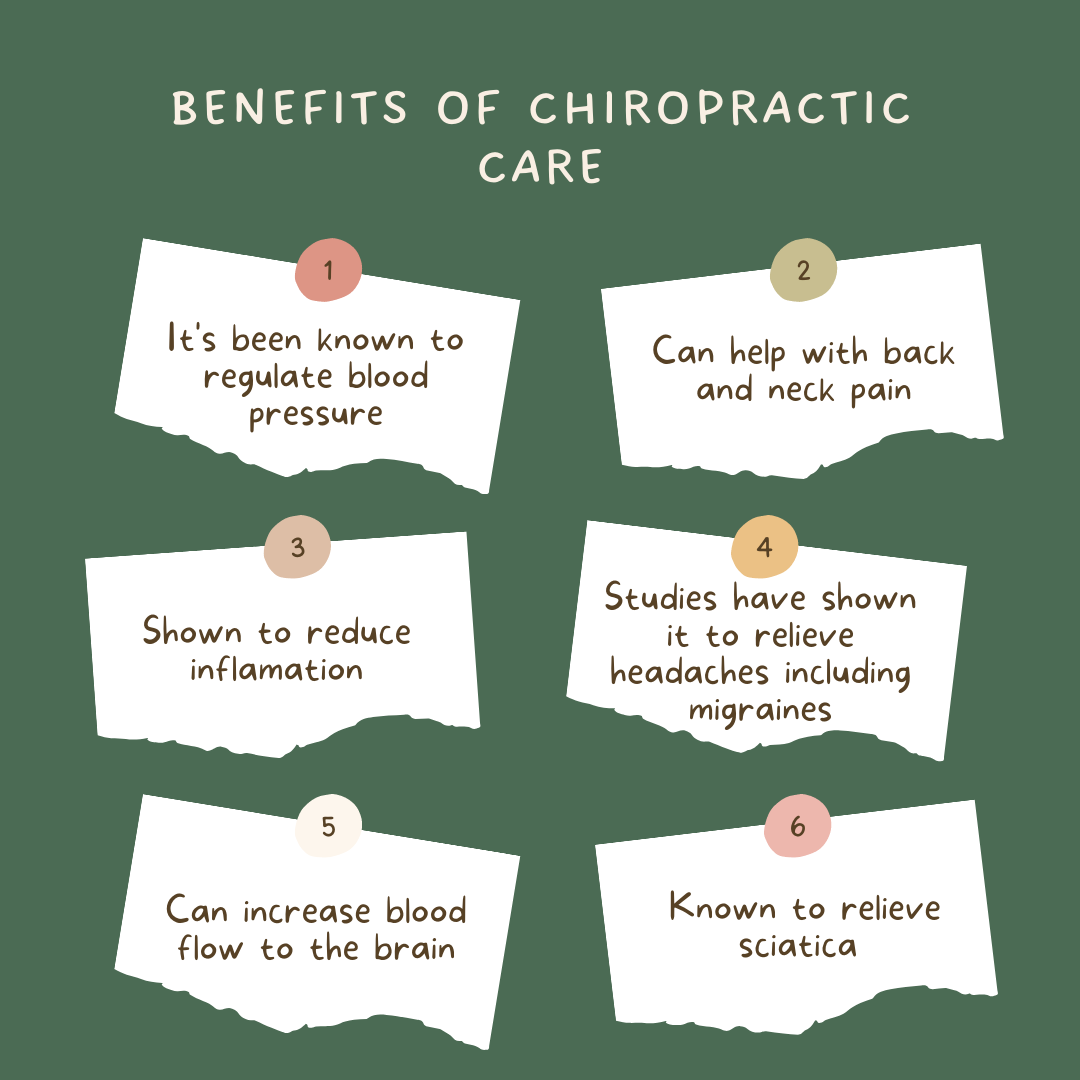 Benefits of chiropractic care are Pain Relief: Chiropractic care is known for its effectiveness in treating back and neck pain.
Improved Mobility: Regular adjustments can lead to better range of motion and flexibility.
Headache Reduction: Chiropractic treatments can reduce the frequency and intensity of migraines and tension headaches.
Decreased Medication Dependence: It offers a non-pharmaceutical pain management option, potentially reducing the need for pain medication.
Enhanced Healing: By aligning the body's musculoskeletal structure, chiropractic care can aid in the body's natural healing process.