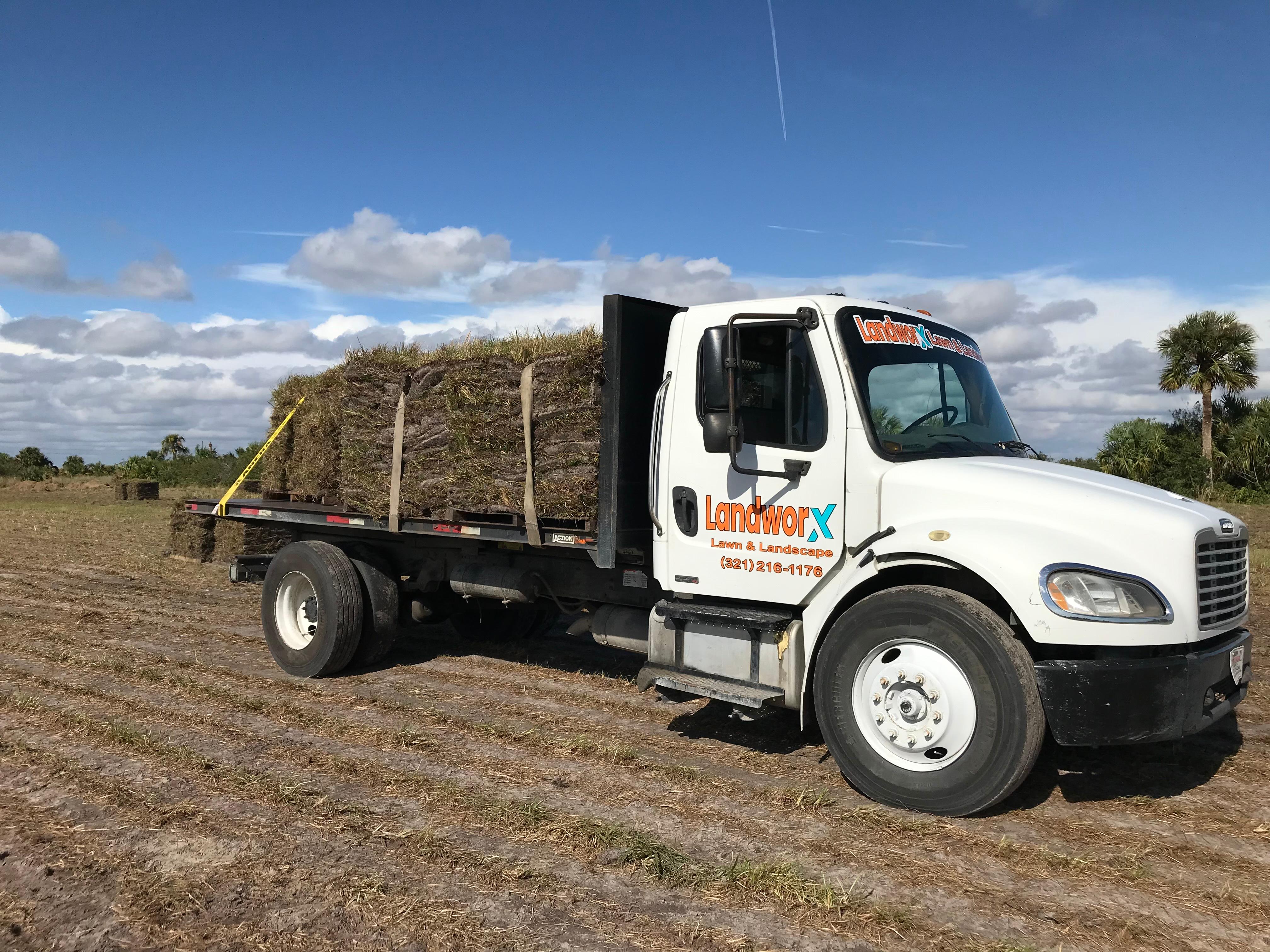 Our Truck Dropping off some new sod! Delivery available. Call today!