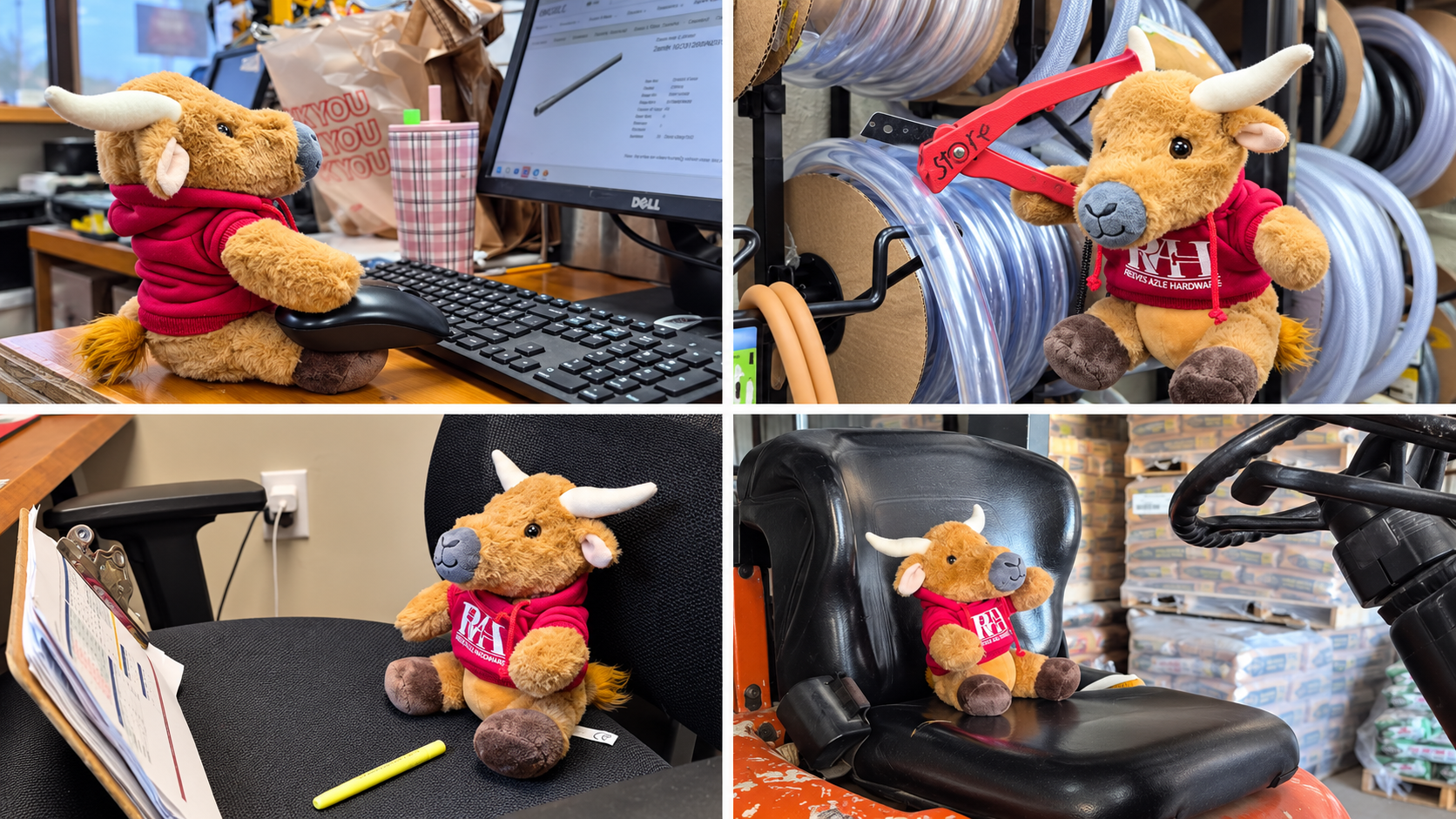 Meet Larry the Longhorn, named for the founder of Reeves Azle Hardware! See him helping around the store, then find a stuffed Larry of your own on the shelf. Stop by in Azle, TX, to take one home.