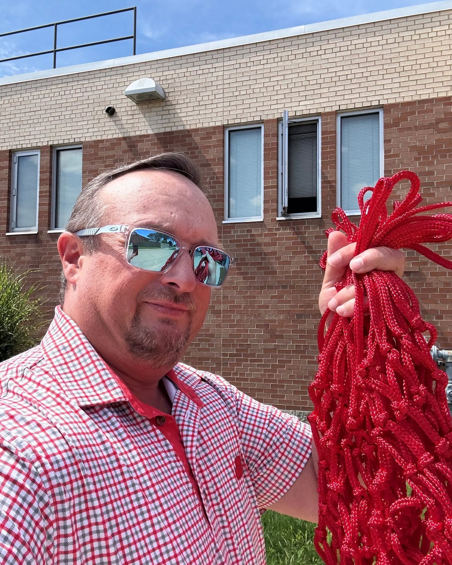 I am out delivering Red Nets to local schools and playgrounds! If you spot a basketball hoop with a torn or missing net, let me know the location. It may be next for an upgrade through the State Farm Red Net Challenge!
