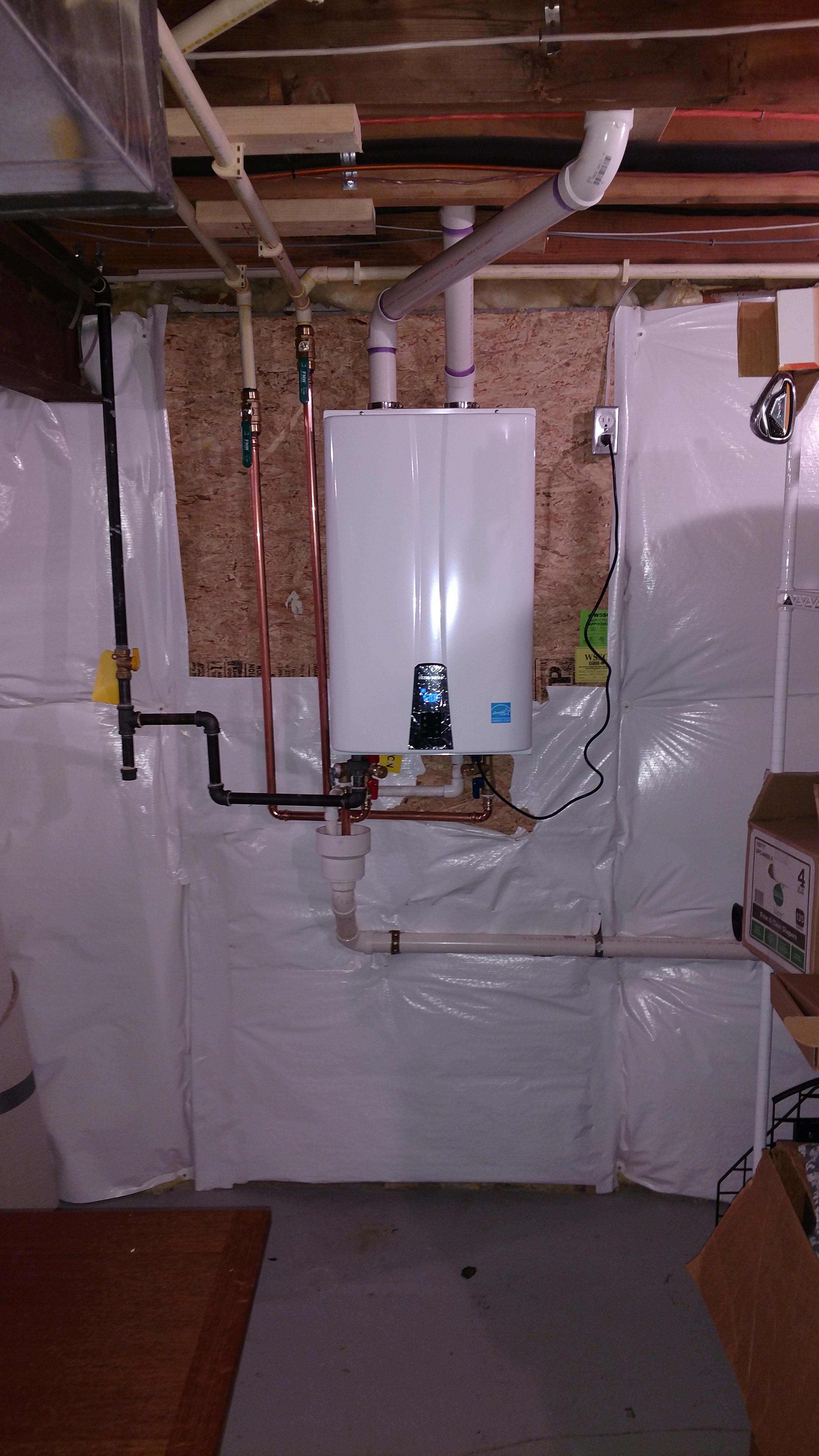 Navien high-efficiency condensing tankless water heater.