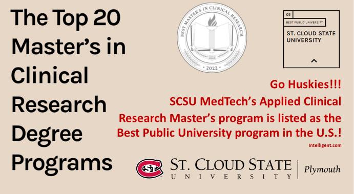 St. Cloud State University at Plymouth is one of the Top 20 Masters in Clinical Research Degree Programs in the US!