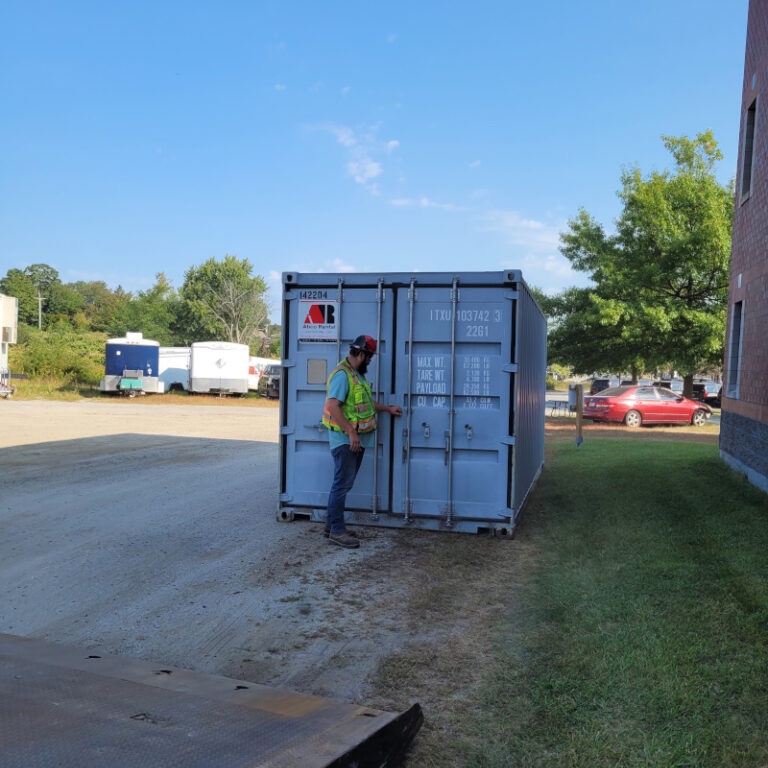 Local electrical contractor rented a mobile storage container rental at Cumberland County Jail in Po 