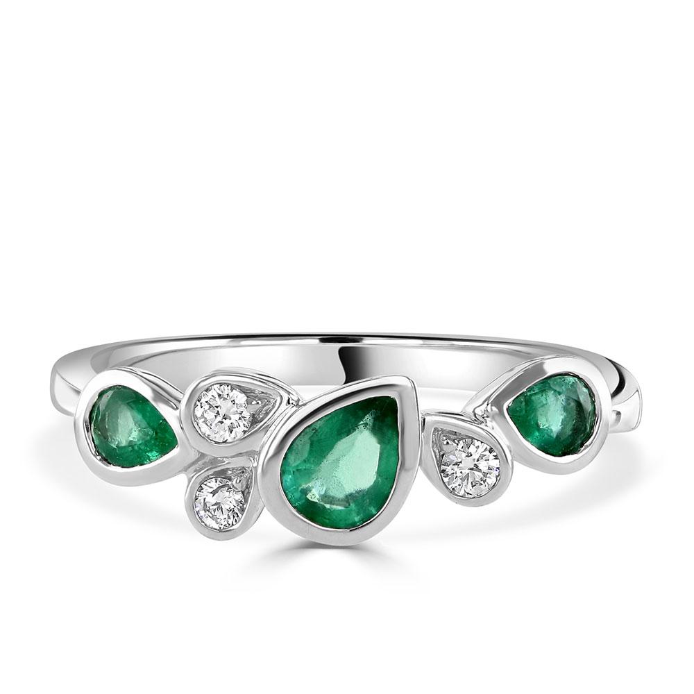 Platinum Emerald and Diamond Cocktail Ring Autumn and May London 020 8293 9361