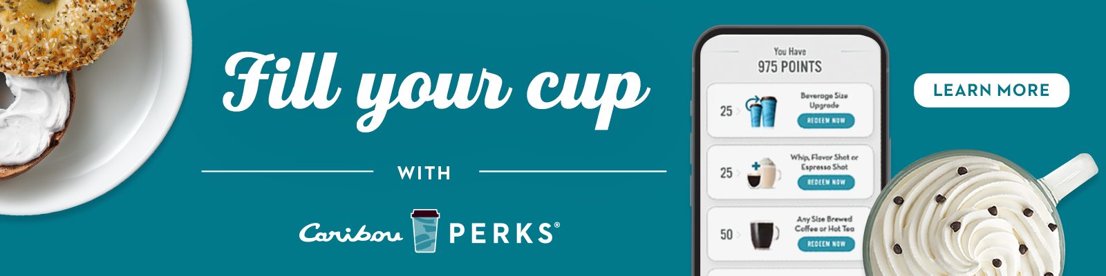 Fill your cup with Caribou Perks loyalty program.