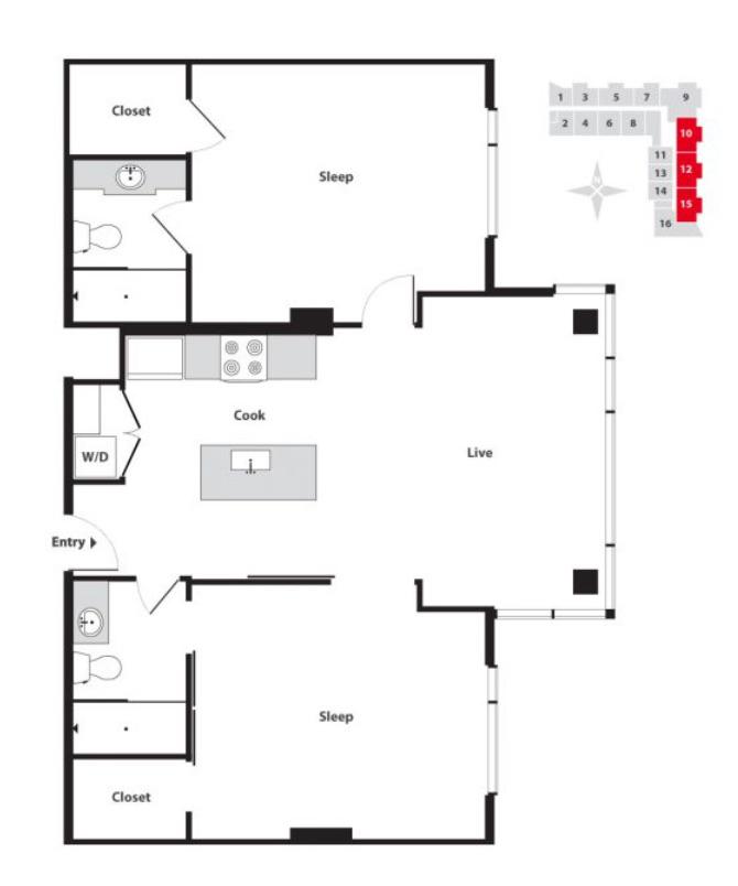 Seven at Broadway 2 Bedroom Apartment Floor Plan