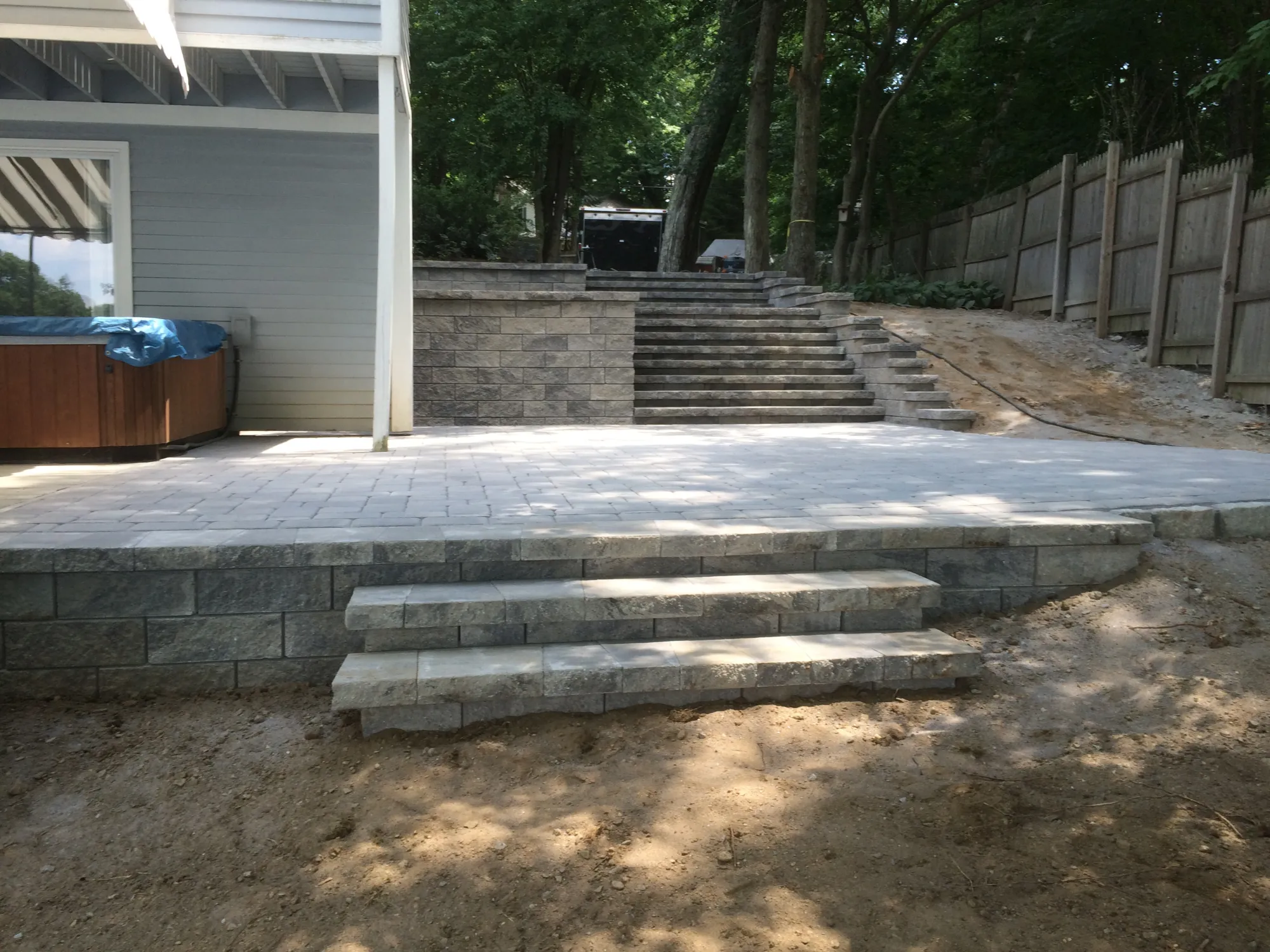 Paver patio and steps combination - Patios project by General Masonry LLC.