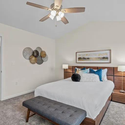 Spacious Bedroom with Cieling Fan at Terraces at Shepherdstown in Mechanicsburg, PA