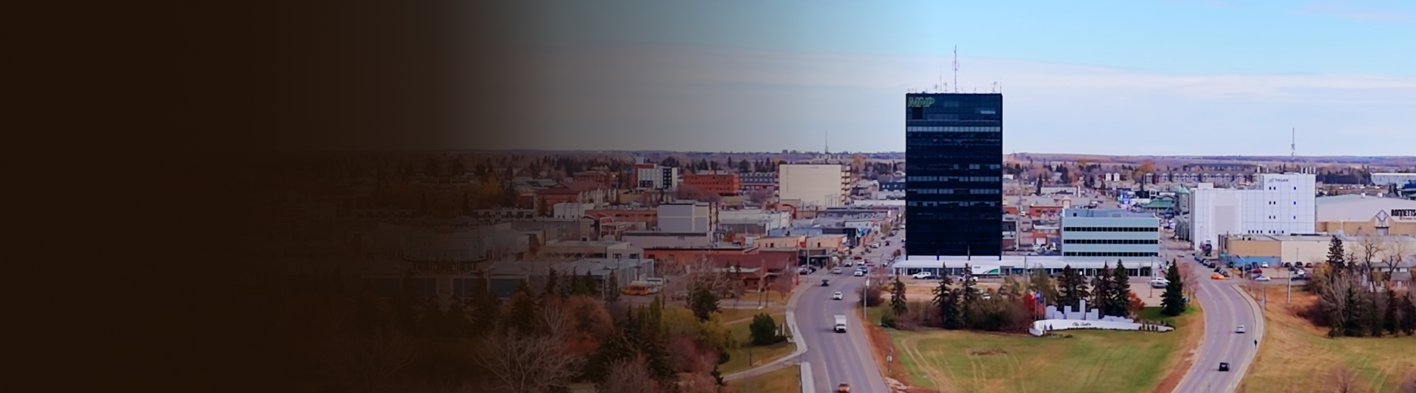 The downtown core of Grande Prairie, Alberta.