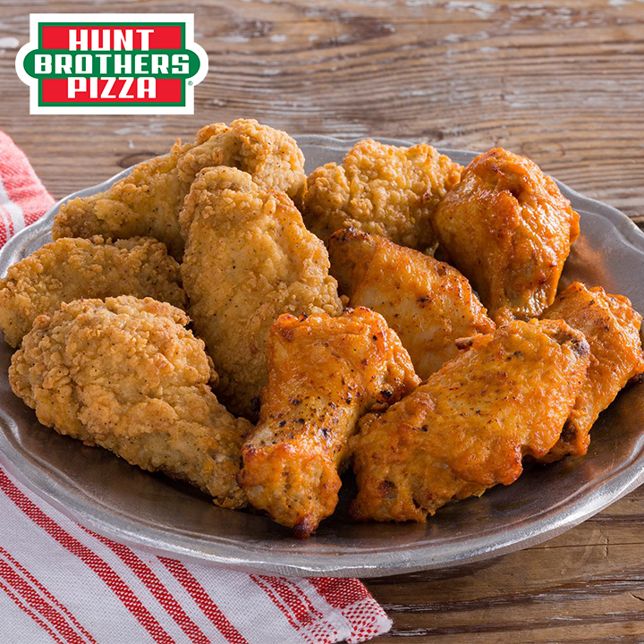 Wings offer the perfect complement to Hunt Brothers® Pizza. Choose from two different flavors - Southern Style or Hot 'n Spicy, available as a single or double order, or party size!