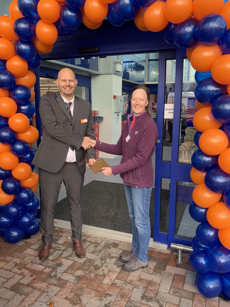 Store staff at B&M's newly refurbished store in Market Drayton were delighted to welcome representatives from local charity, Market Drayton Food Bank, the store's chosen charity for opening day. The charity received £250 worth of B&M vouchers in appreciat