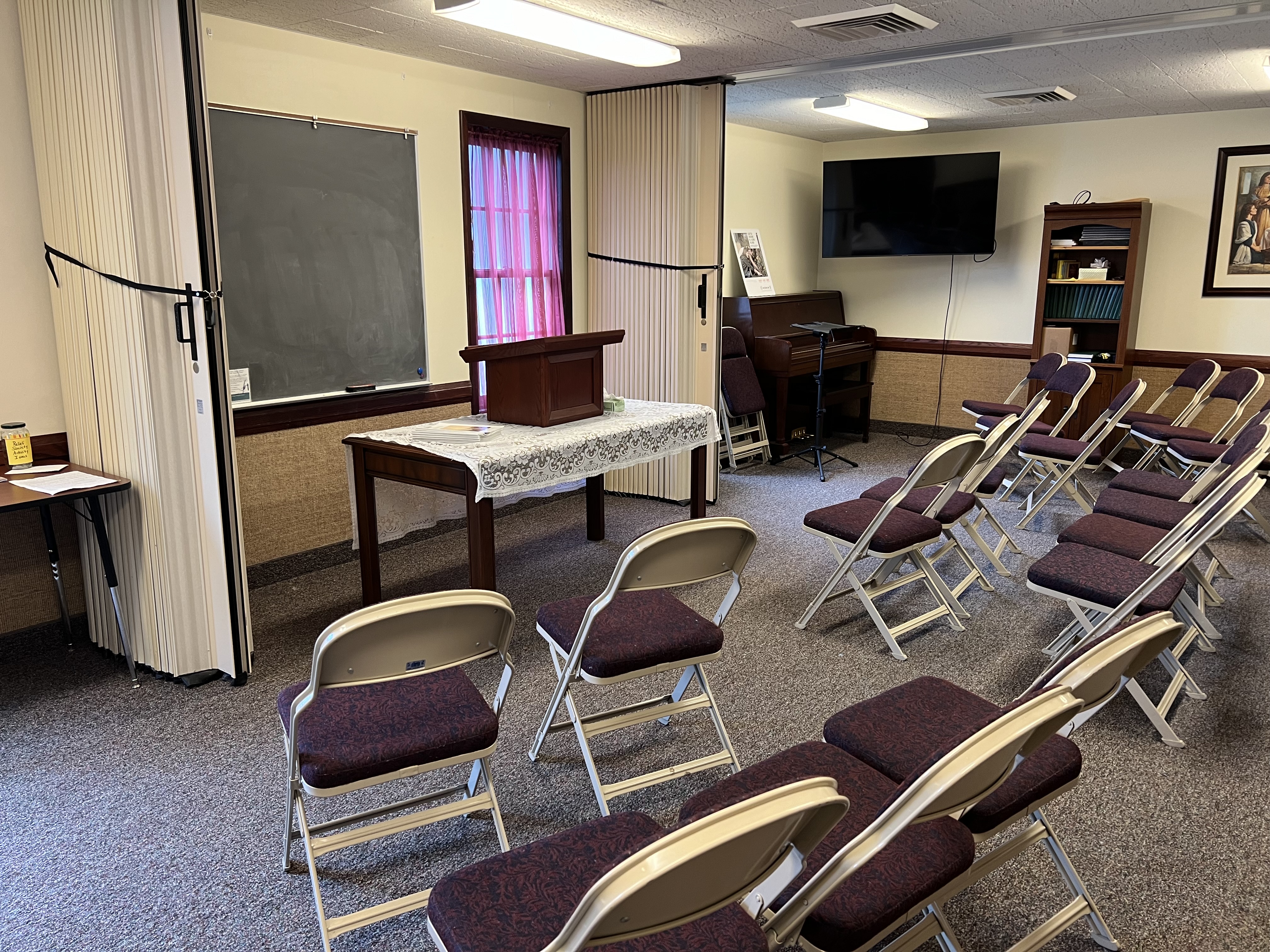 One of the classrooms in the Eden meetinghouse for gospel instruction.