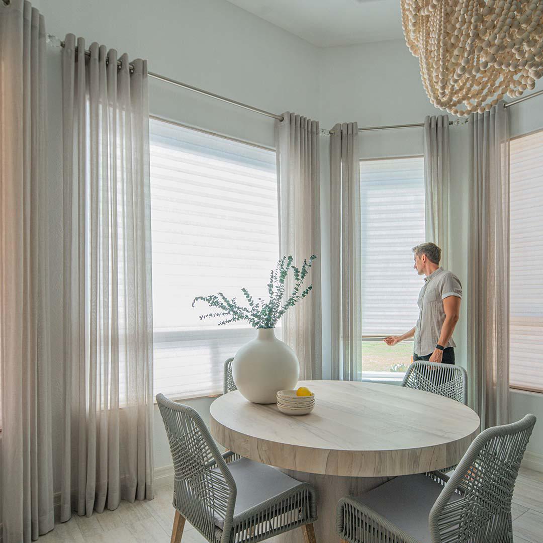 Sheer Shades with Sheer Drapes Budget Blinds of Port Perry Blackstock (905)213-2583