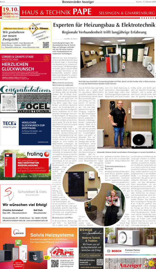 Haus & Technik Pape GmbH, Hindenburgstr. 69 in Gnarrenburg