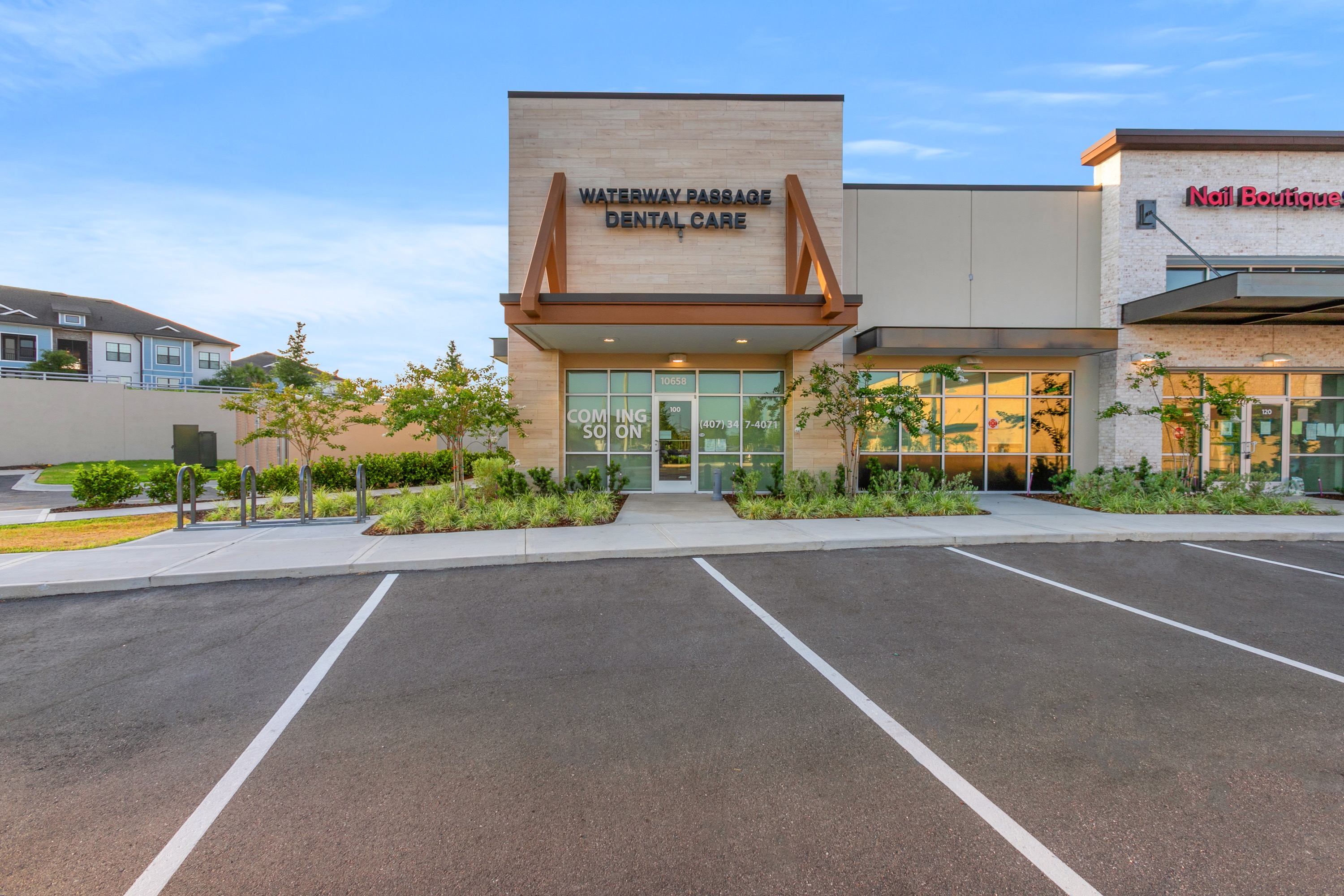 Front of office, Waterway Passage Dental Care. Dentist in Winter Garden, FL. 