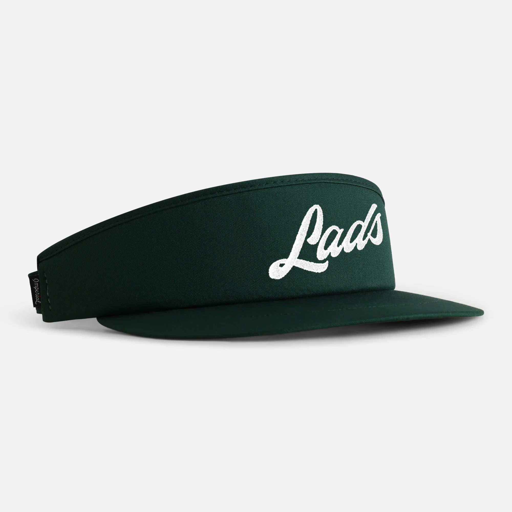 Tour Visor&reg; in dark green with a Lads script design.