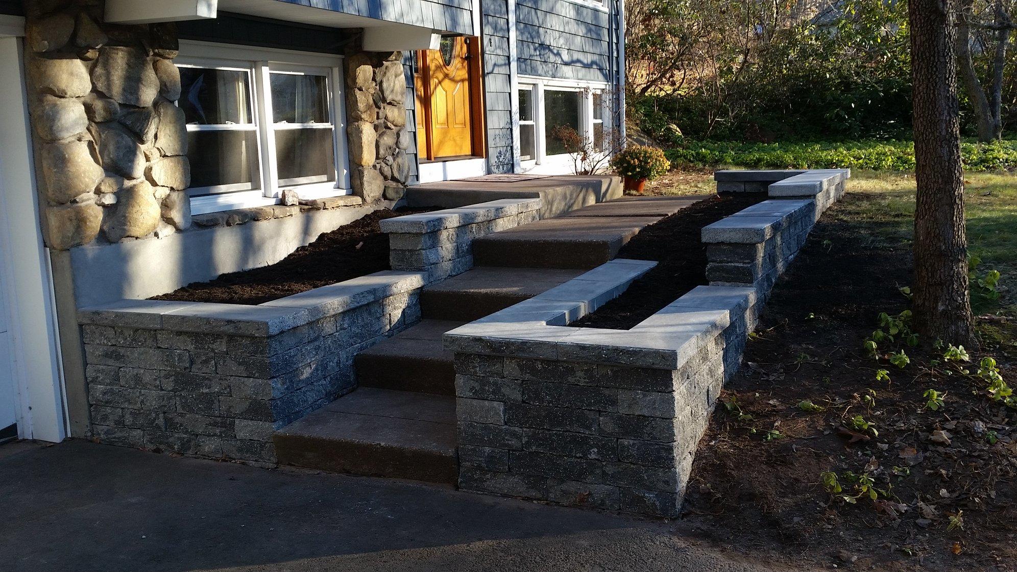 after with Unilock Estate wall planters