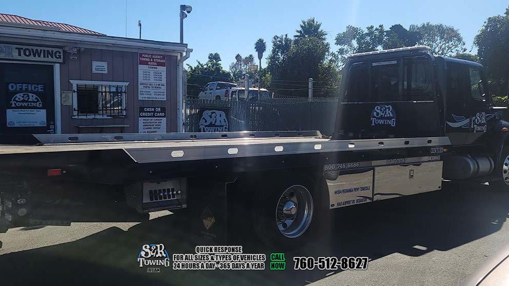 Our fleet of trucks and highly trained operators are ready to go 24/7 give us a call and let us put your mind at ease. S & R Towing Inc - 3568 CA-78, Julian, CA 92036 - Call us at 760-547-1719