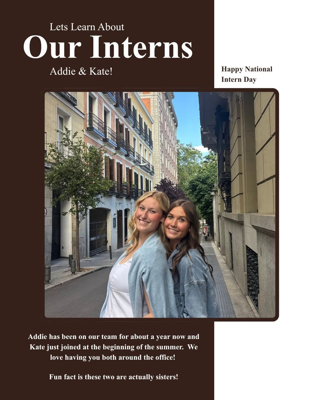 Happy National Intern Day! A big shout out to our summer interns, Kate and Addie! Thank you both for your hard work, positive energy, and everything you have contributed this summer. We appreciate having you on our team!
