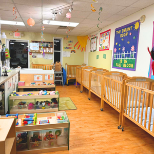 Bright and colorful preschool classroom at Childcare Network with age-appropriate learning materials