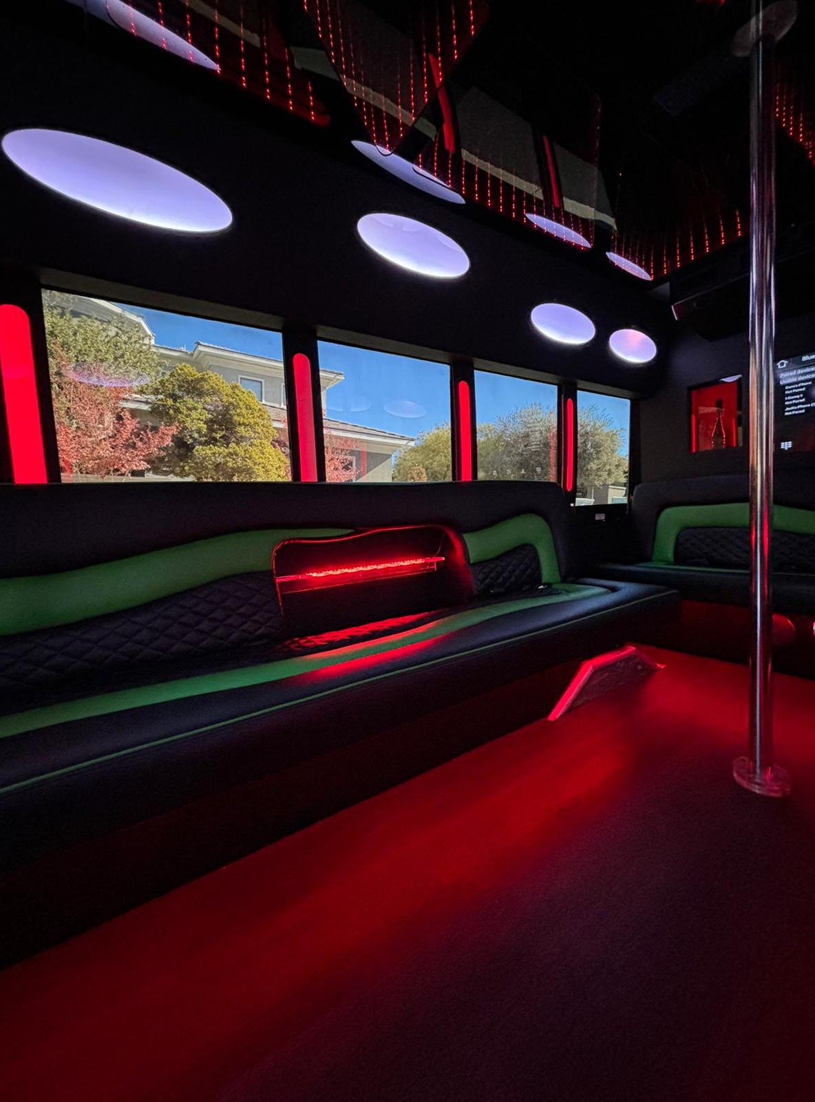 Las Vegas Party Bus 20-24 Passenger Party Bus with dance pole and state of the art sound, video and lighting.