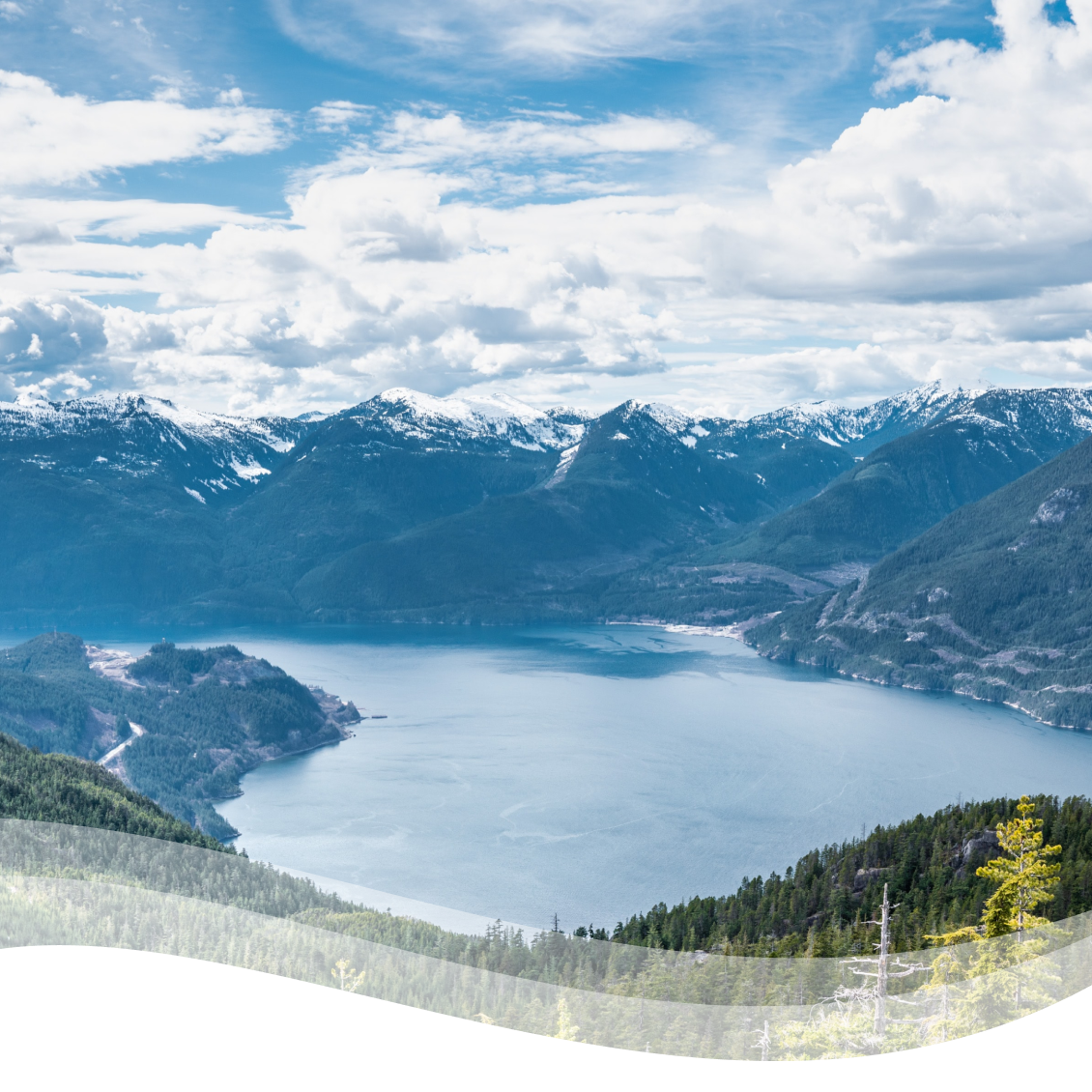 Aerial view of an alpine lake.