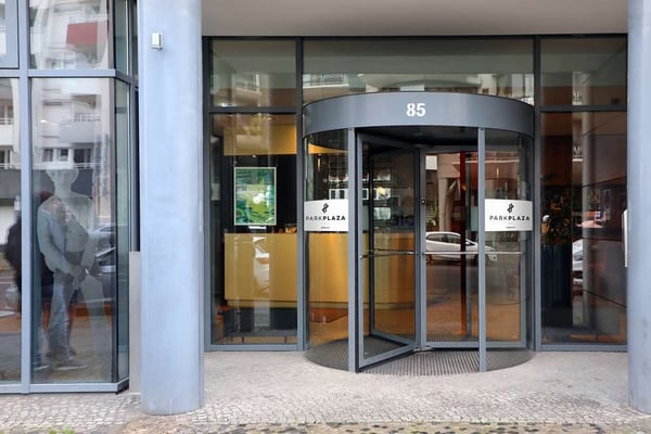 Hotel exterior with logo