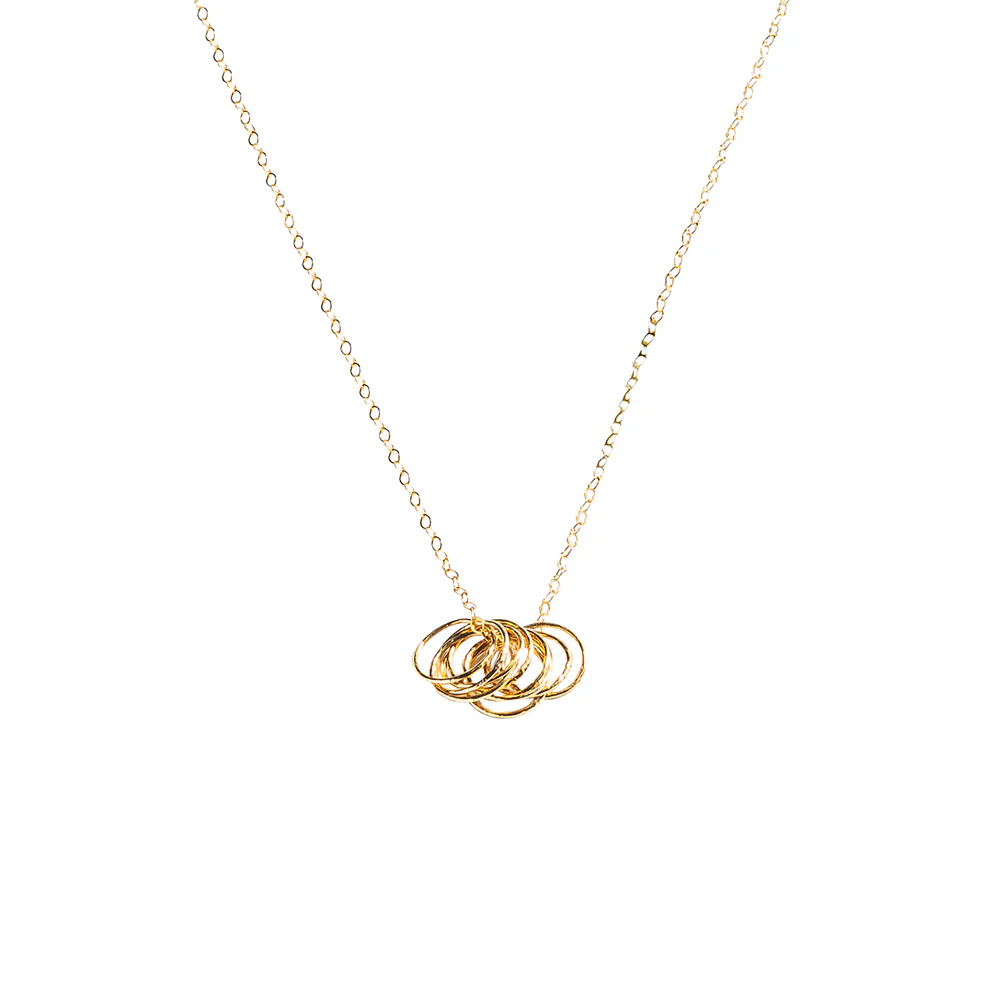 Multi Circle 14k Gold Fill Pendant Necklace Elevate your style with the timeless beauty of our multi circle 14k gold fill pendant necklace.
Featuring a series of interlocking circles, this necklace beautifully symbolizes unity and harmony, making it a perfect piece for any occasion.