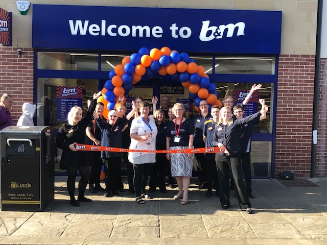 Store staff at B&M's new store in Rothwell were delighted to welcome Sue Mitchell from Rothwell Food Bank, the store's chosen charity for opening day. The Mrs Mitchell received £250 worth of B&M vouchers on behalf of the charity, a thank you for the hard