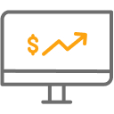 Uptrend computer screen icon.