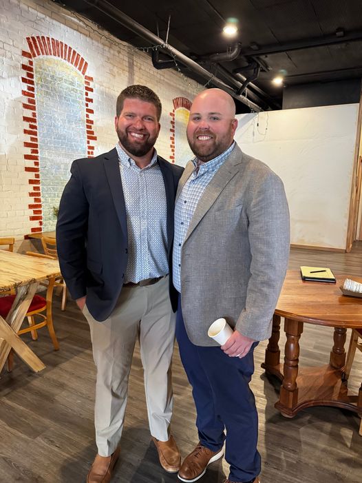 Agent Cody Moss talking insurance at Higginsville Coffee and Bakery