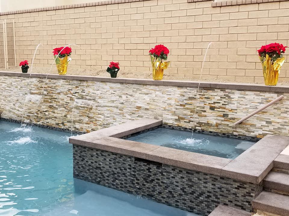 Custom Pool & Spa with Water Features