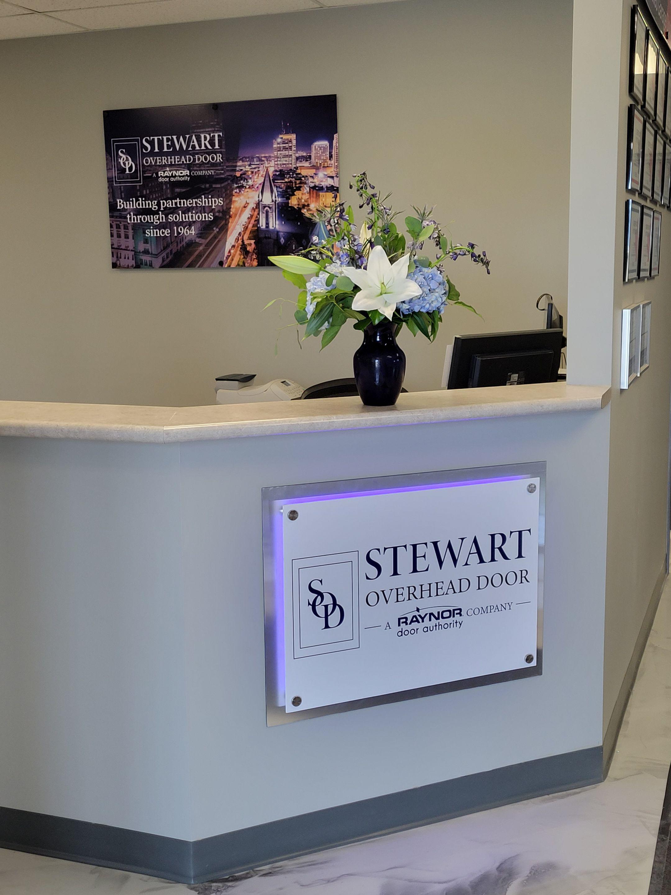 The front desk at Stewart Overhead Doors in Delaware, ON. Stewart Overhead Door Delaware (519)652-8312