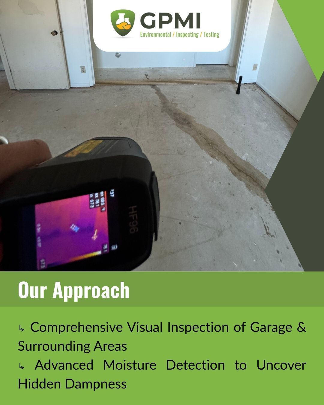Crawlspace or wall cavity inspection photo showing possible fungal growth and moisture-related concerns around structural materials.