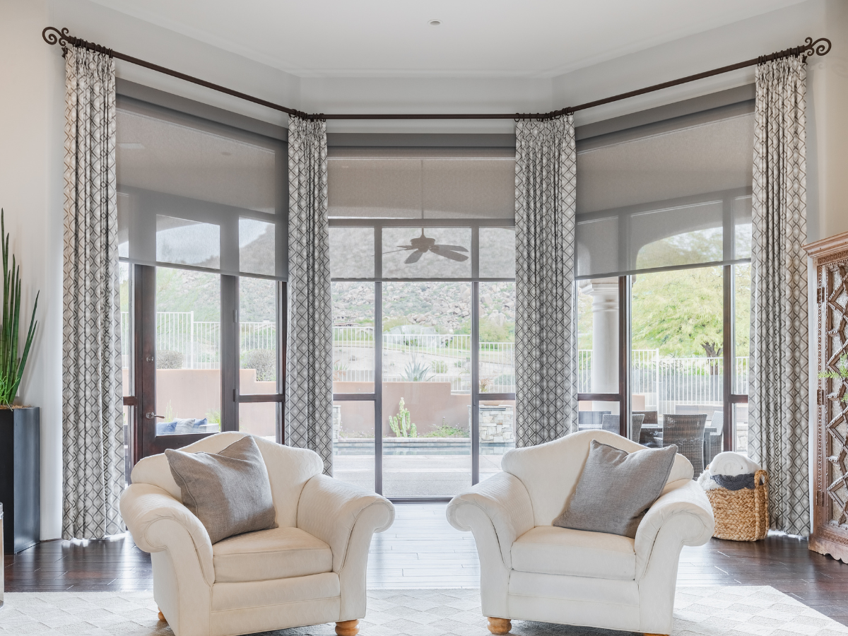 Transform your large windows with automated roller shades that operate with the tap of an app. Elevate your living space with comfort, style, and energy efficiency with home automation.