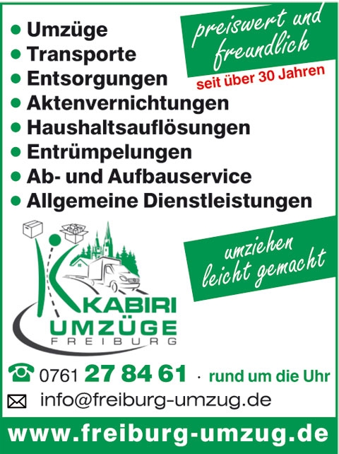 Kabiri Umzüge und Transporte Freiburg, Ferdinand-Weiß-Straße 54 in Freiburg